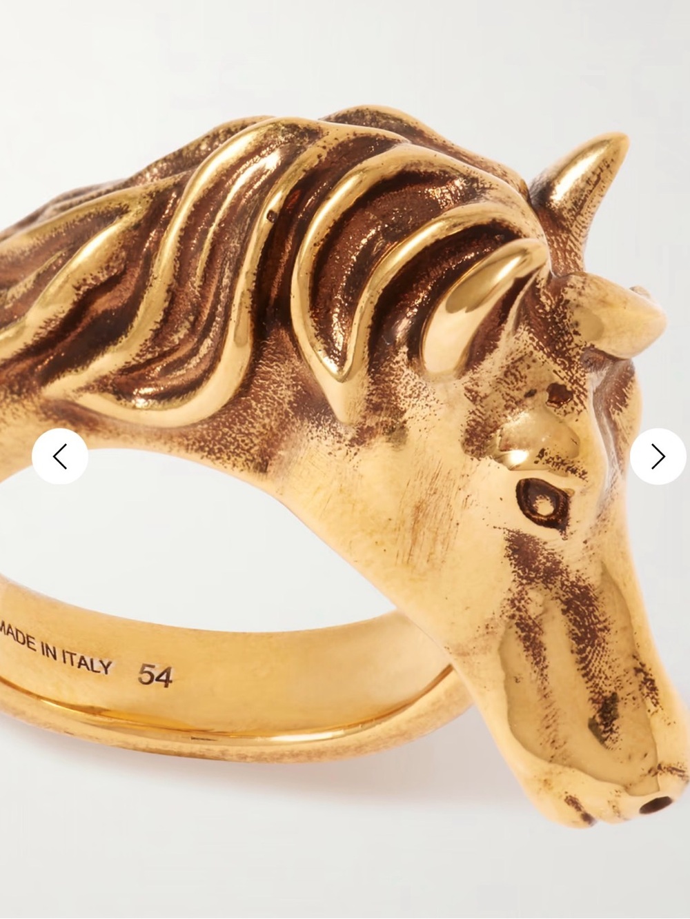 Chloe Gold Horse Head Ring - Made in Italy sz 54
